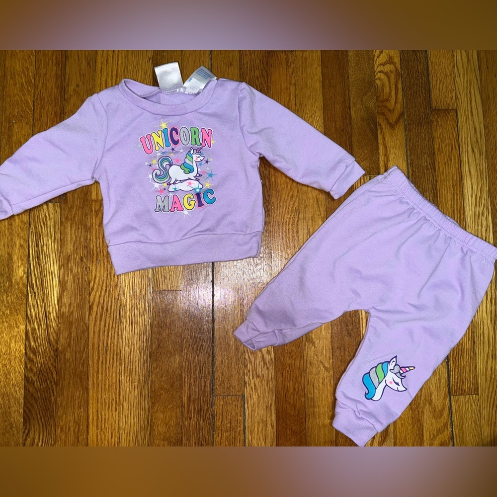 Kidgets Lavender Unicorn Sweatpants & Joggers Set